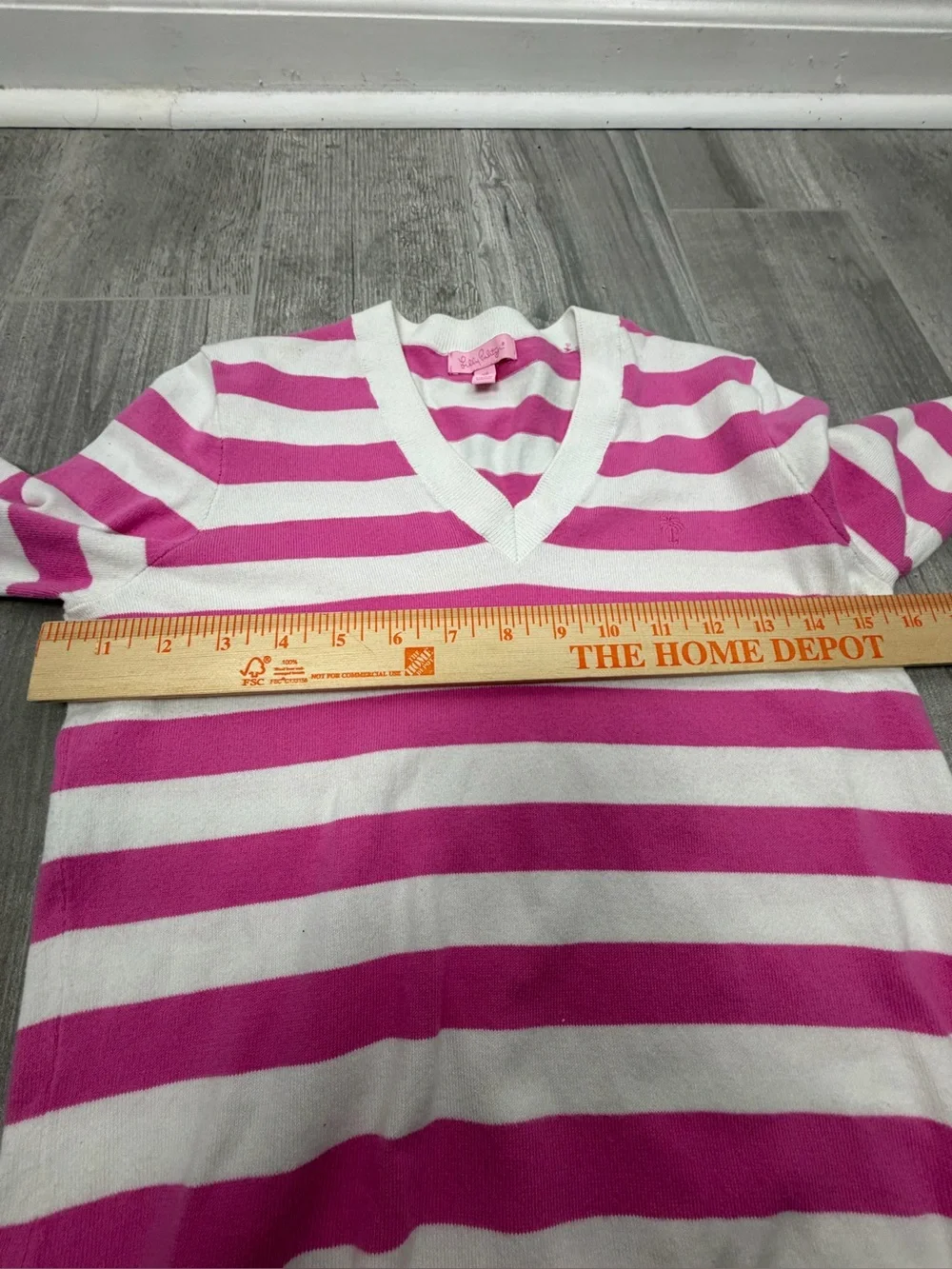 Lilly Pulitzer pink and white striped long-sleeve knit sweater cotton blend XS